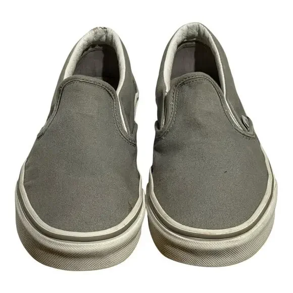 Vans Classic Slip On Light Gray Canvas Sneakers Women's 9 Skate Shoes - Picture 3 of 8